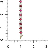 Platinum Alternating Oval Ruby and Diamond Tennis Bracelet