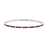 18K White Gold Ruby and Diamond Flexible Bangle Bracelet