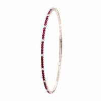 18K White Gold Ruby and Diamond Flexible Bangle Bracelet