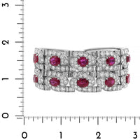 Eclat Jewels Platinum Mixed Cut Ruby and Diamond Bracelet