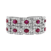 Eclat Jewels Platinum Mixed Cut Ruby and Diamond Bracelet