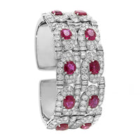 Eclat Jewels Platinum Mixed Cut Ruby and Diamond Bracelet