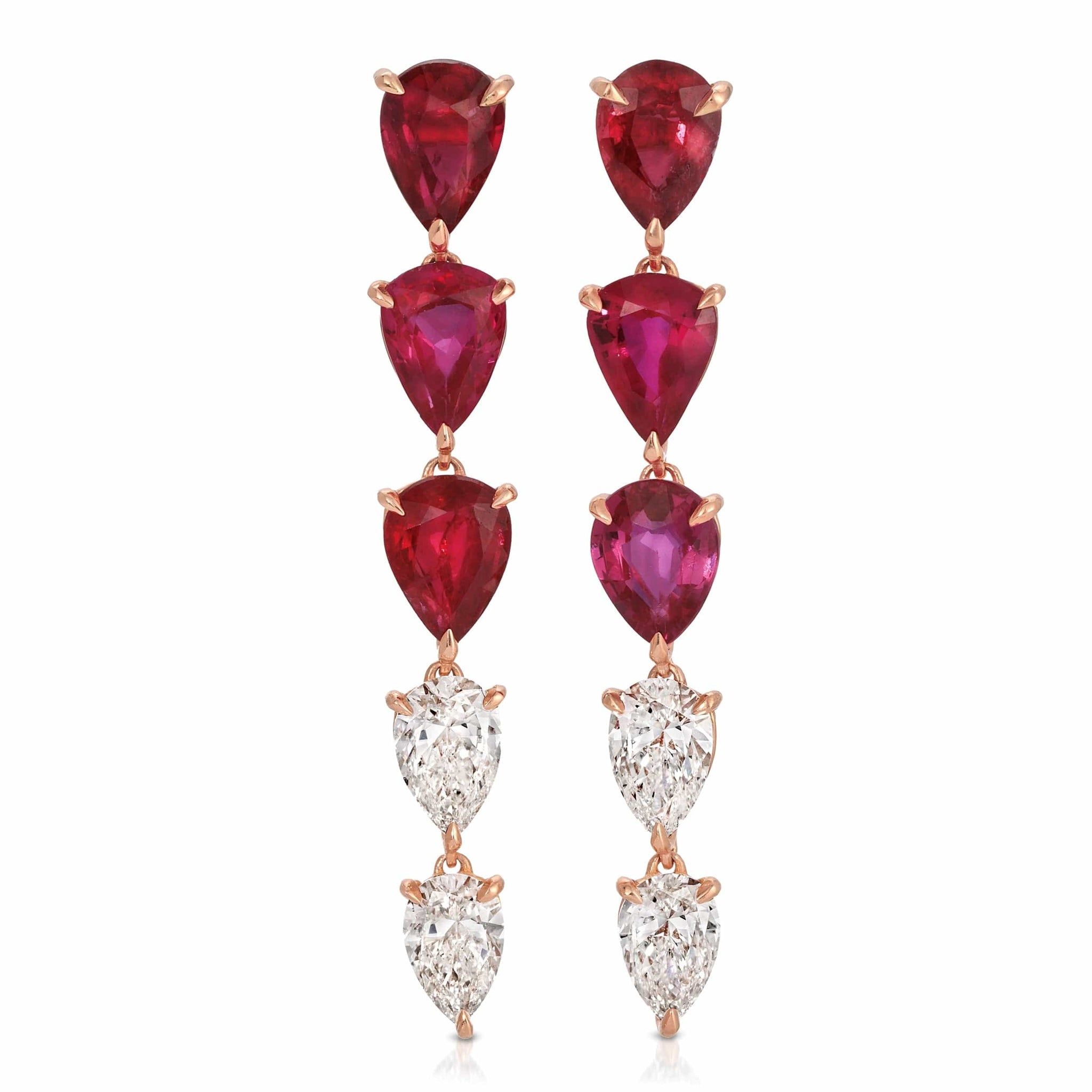 Anita Ko 18K Rose Gold Ruby and Diamond Drop Earrings