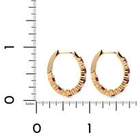 14K Yellow Gold Diamond & Ruby Hoop Earrings