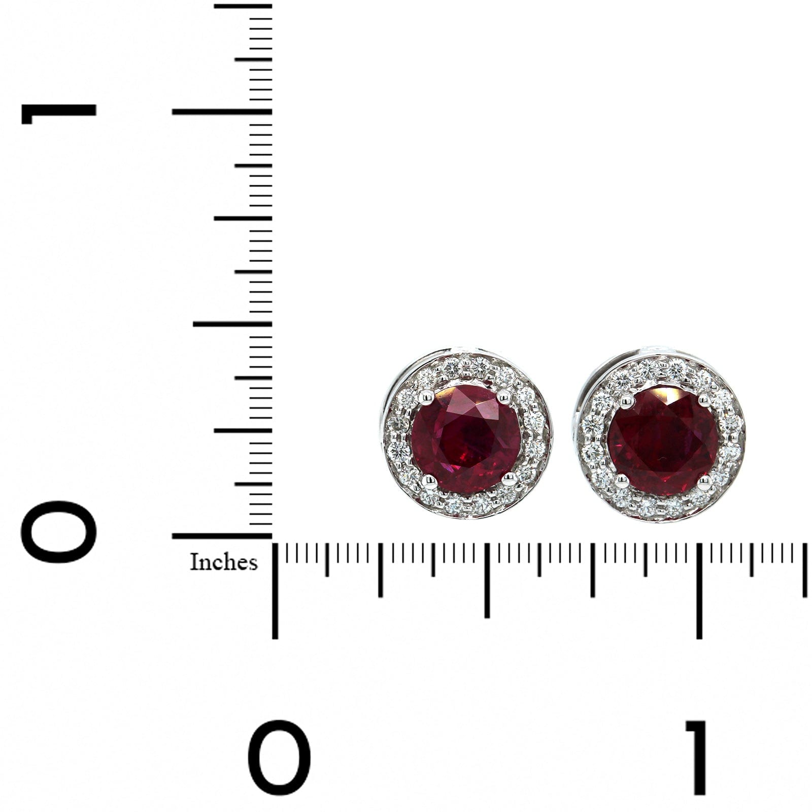 18K White Gold Ruby Diamond Halo Stud Earrings