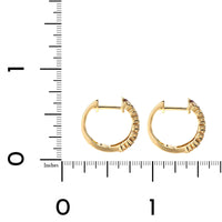 14K Yellow Gold Diamond & Ruby Huggie Earrings