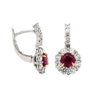 Platinum Ruby and Diamond Dangle Earrings