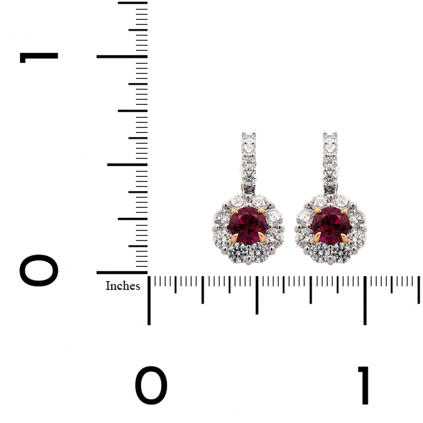 Platinum Ruby and Diamond Dangle Earrings