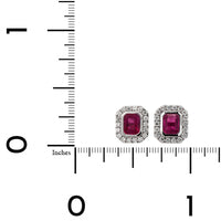 18K White Gold Diamond & Ruby Stud Earrings