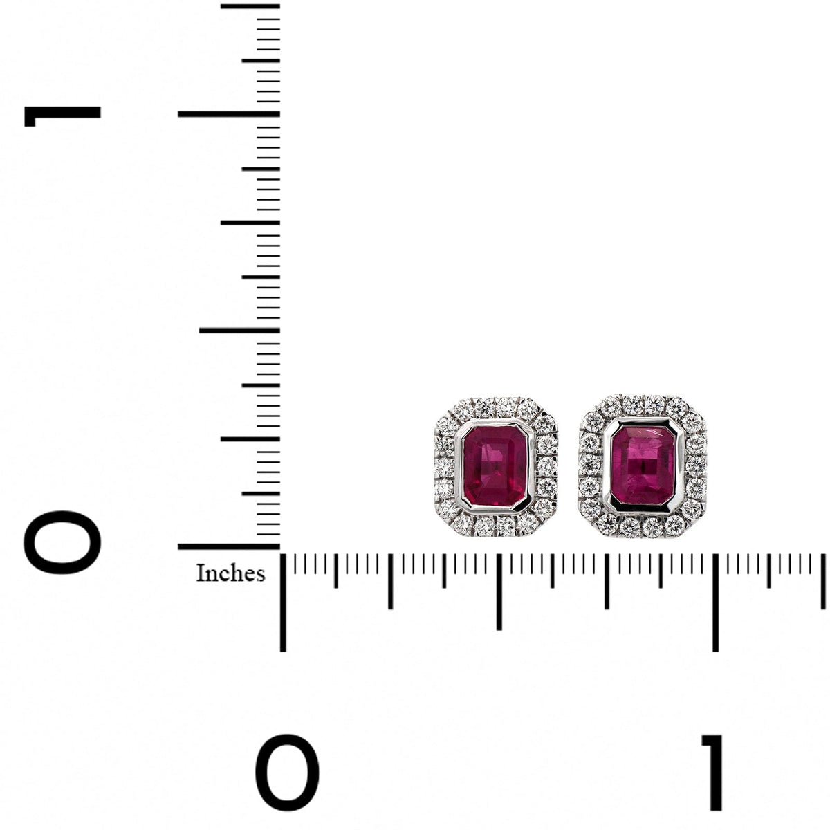 18K White Gold Diamond & Ruby Stud Earrings