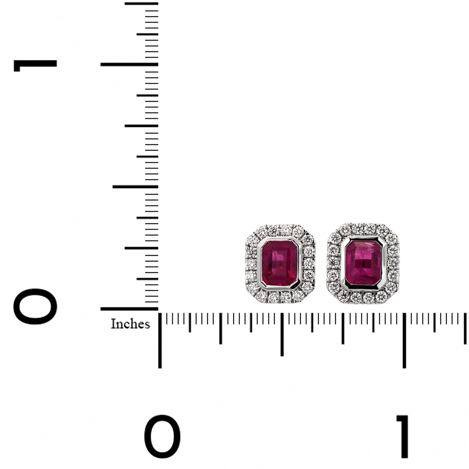 18K White Gold Diamond & Ruby Stud Earrings