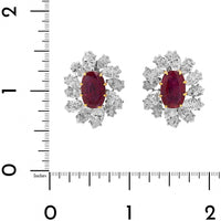 Eclat Jewels Platinum Oval Ruby and Marquise Diamond Stud Earrings