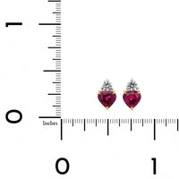 Platinum and 18K Yellow Gold Diamond & Heart Shaped Ruby Stud Earrings