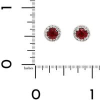 18K White Gold Ruby and Diamond Halo Stud Earrings