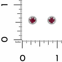 14K White Gold Ruby and Diamond Halo Stud Earrings