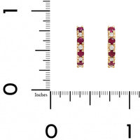 14K Yellow Gold Alternating Ruby and Diamond Huggie Earrings