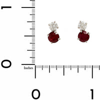 18K White Gold 2 Stone Diamond and Ruby Stud Earrings