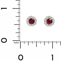 18K White Gold Ruby and Diamond Halo Stud Earrings