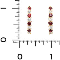 18K Yellow Gold Inside Out Round Ruby and Diamond Huggie Earrings
