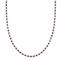 18K White Gold Round Ruby and Diamond Necklace