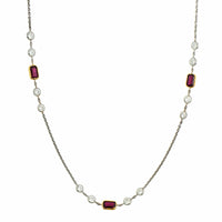 18K Yellow & White Gold Ruby Diamond by the Yard Necklace