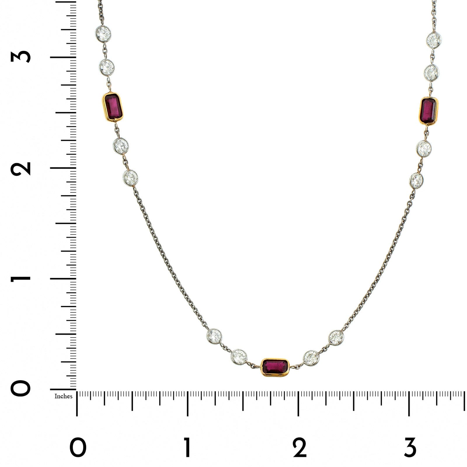 18K Yellow & White Gold Ruby Diamond by the Yard Necklace