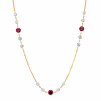 18K Yellow Gold Ruby & Diamond by the Yard Necklace