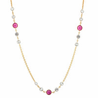 18K Yellow Gold Ruby & Diamond by the Yard Necklace