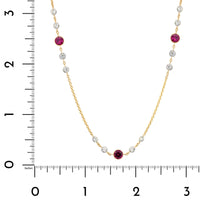 18K Yellow Gold Ruby & Diamond by the Yard Necklace