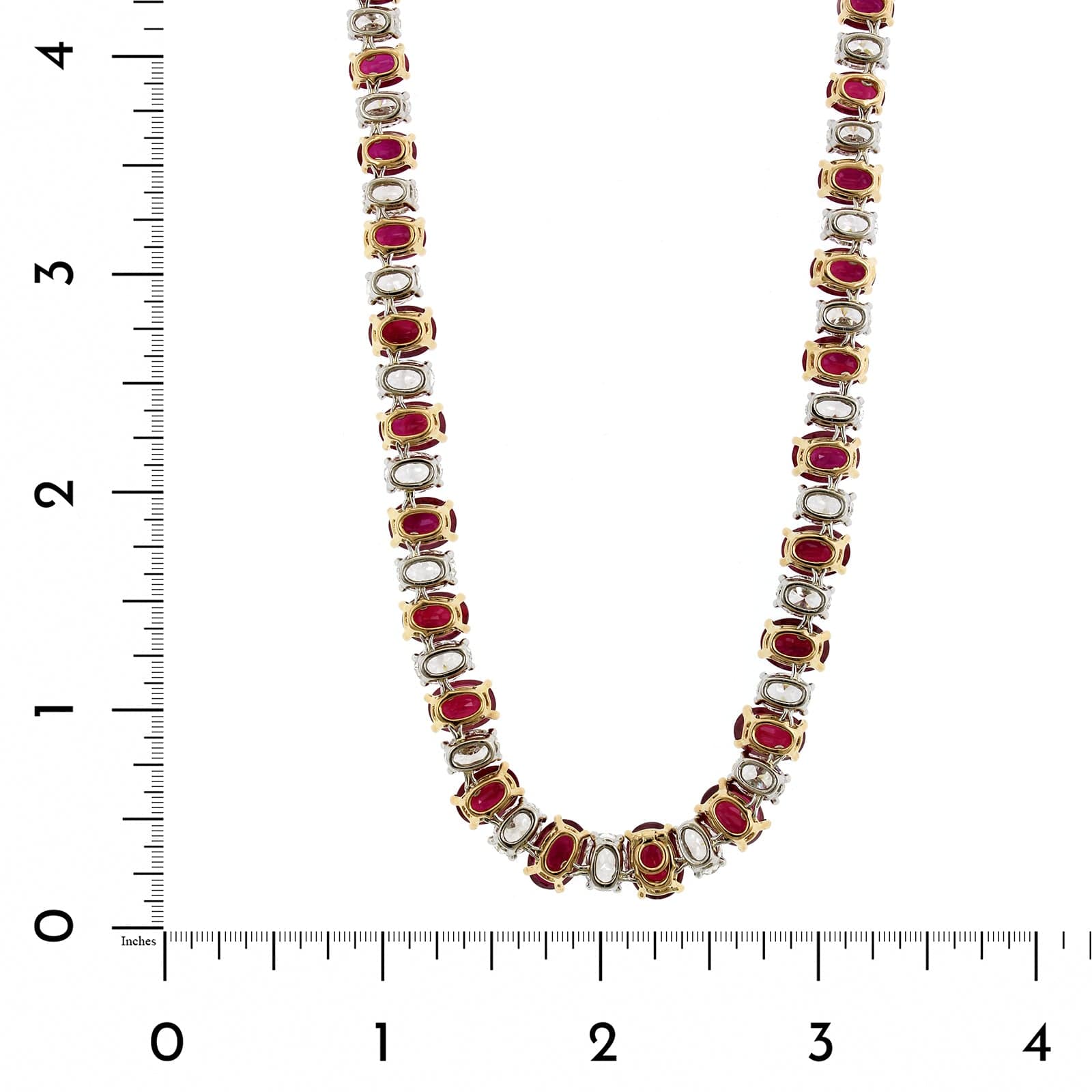 Oscar Heyman Platinum Ruby & Diamond Alternating Necklace