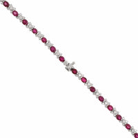 18K White Gold Oval Ruby and Diamond Necklace