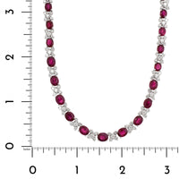 18K White Gold Oval Ruby and Diamond Necklace