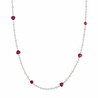 Platinum Ruby and Diamond By The Yard Necklace
