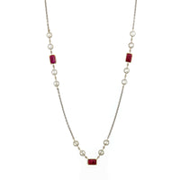 18K White and Yellow Gold Ruby & Diamond By The Yard Necklace