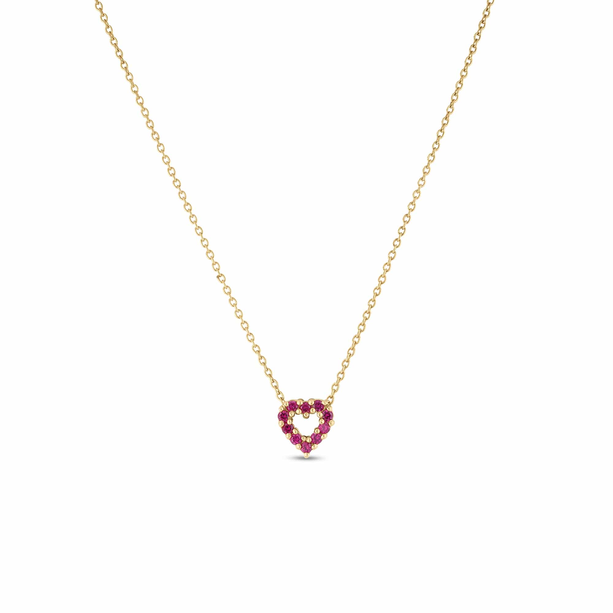 Roberto Coin 18K Yellow Gold Tiny Treasures Diamond and Ruby Reversible Heart Necklace