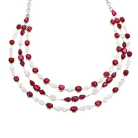 Etho Maria 18K Two-Tone Gold Triple Strand Ruby and Diamond Necklace