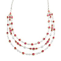 Etho Maria 18K Two-Tone Gold Triple Strand Ruby and Diamond Necklace
