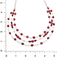 Etho Maria 18K Two-Tone Gold Triple Strand Ruby and Diamond Necklace