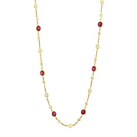 18K Yellow Gold Ruby & Diamond By The Yard Necklace