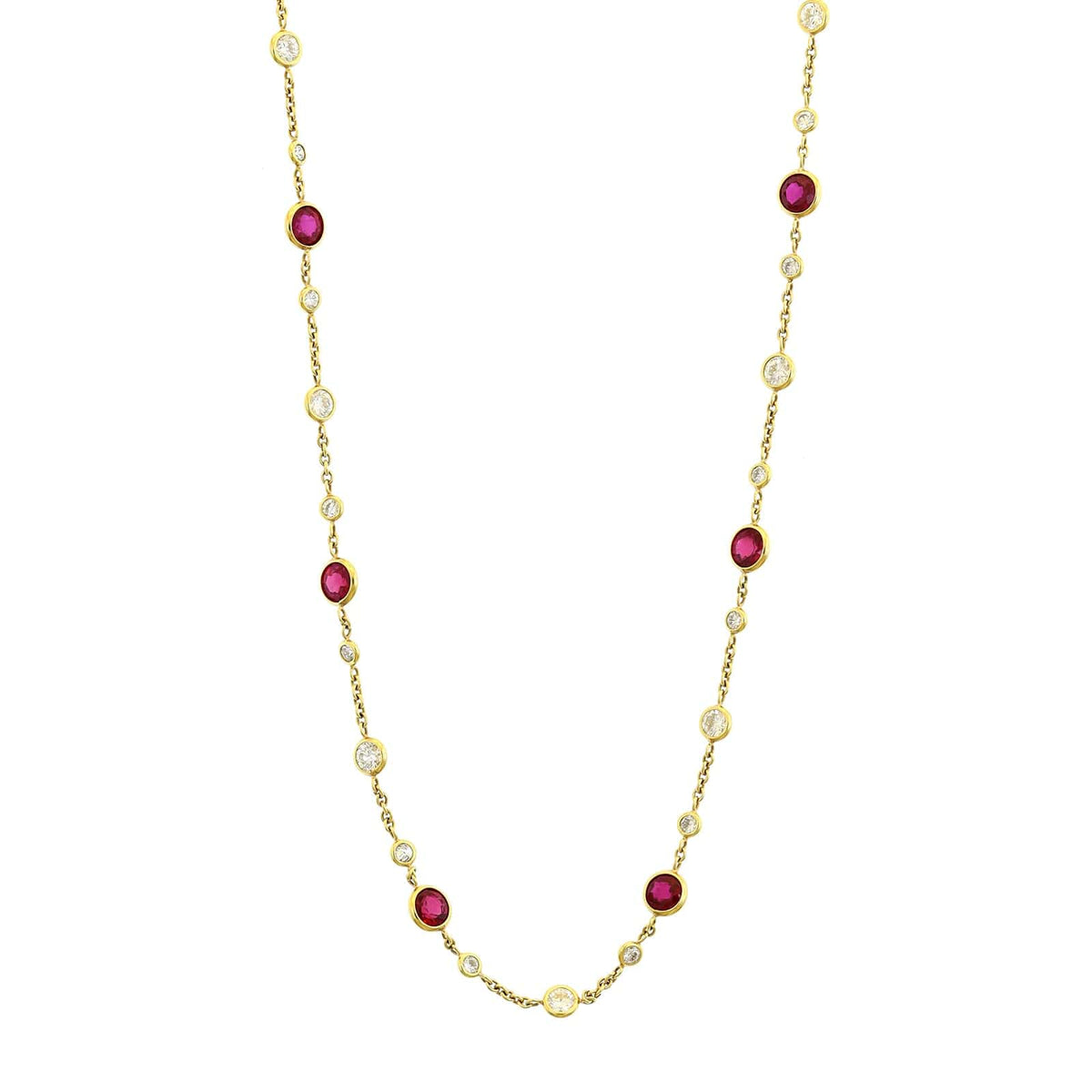 18K Yellow Gold Ruby & Diamond By The Yard Necklace