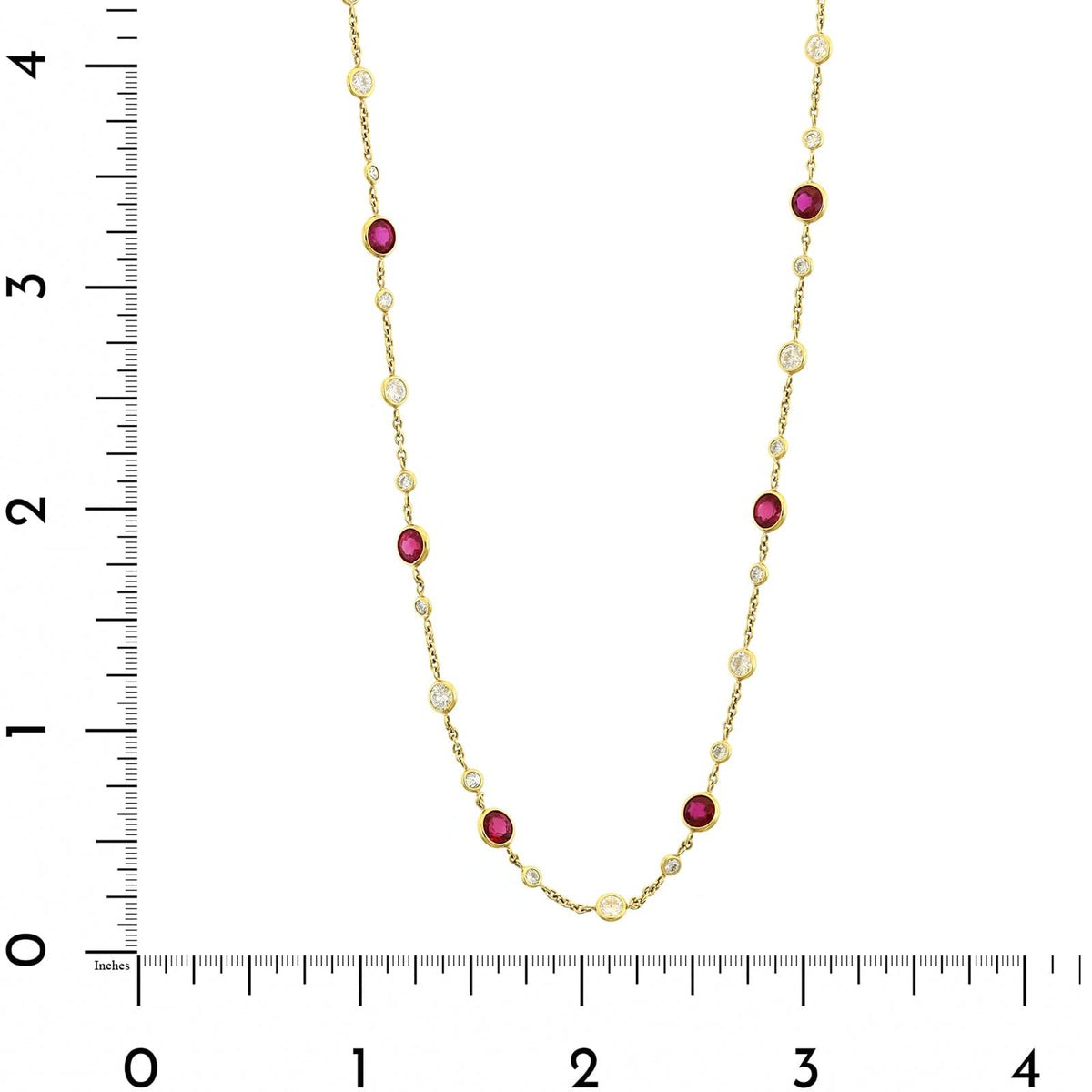 18K Yellow Gold Ruby & Diamond By The Yard Necklace