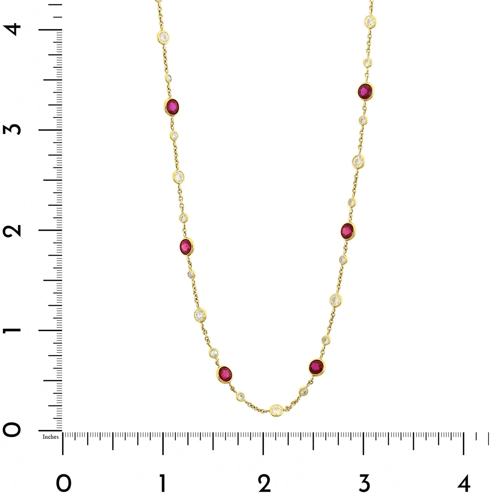 18K Yellow Gold Ruby & Diamond By The Yard Necklace