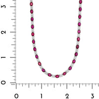 18K White Gold Alternating Oval Ruby and Round Diamond Necklace