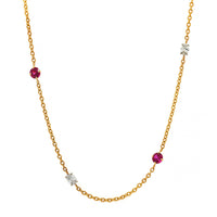 18K Yellow Gold Ruby and Diamond By The Yard Necklace