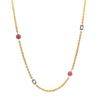 18K Yellow Gold Ruby and Diamond By The Yard Necklace