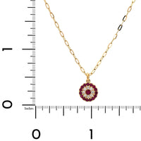 14K Yellow Gold Ruby and Diamond Pendant Necklace