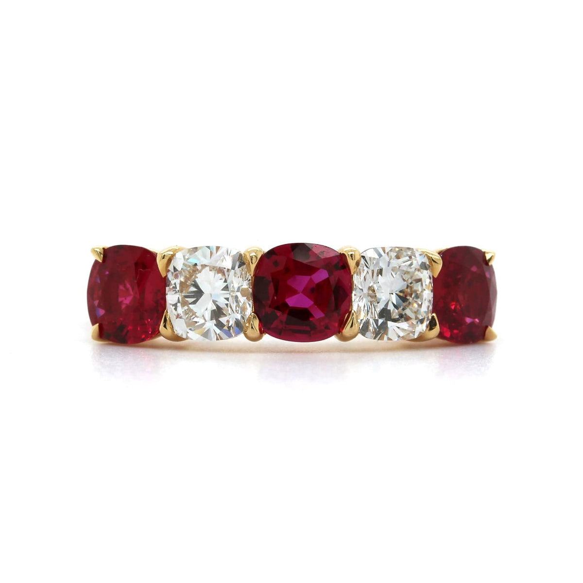 18K Yellow Gold Ruby and Diamond Band