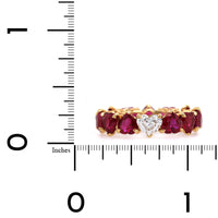 18K Yellow Gold Heart Shape Ruby and Diamond Band