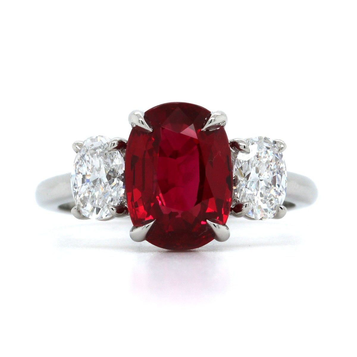 Platinum 3 Stone Ruby & Diamond Ring