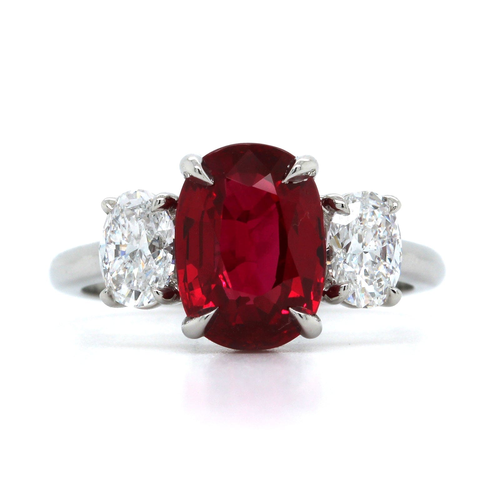 Platinum 3 Stone Ruby & Diamond Ring